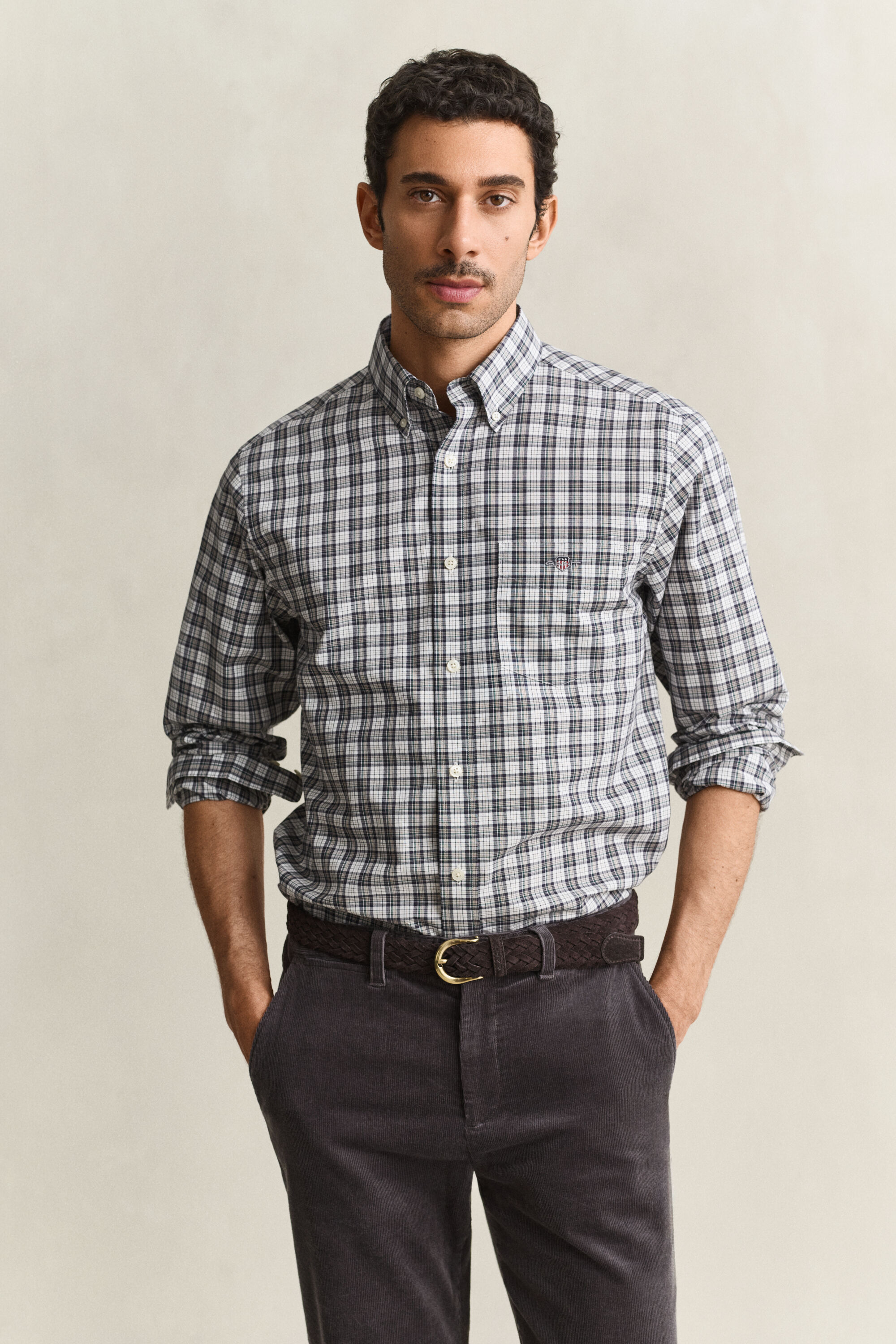 Camicia a quadri in popeline