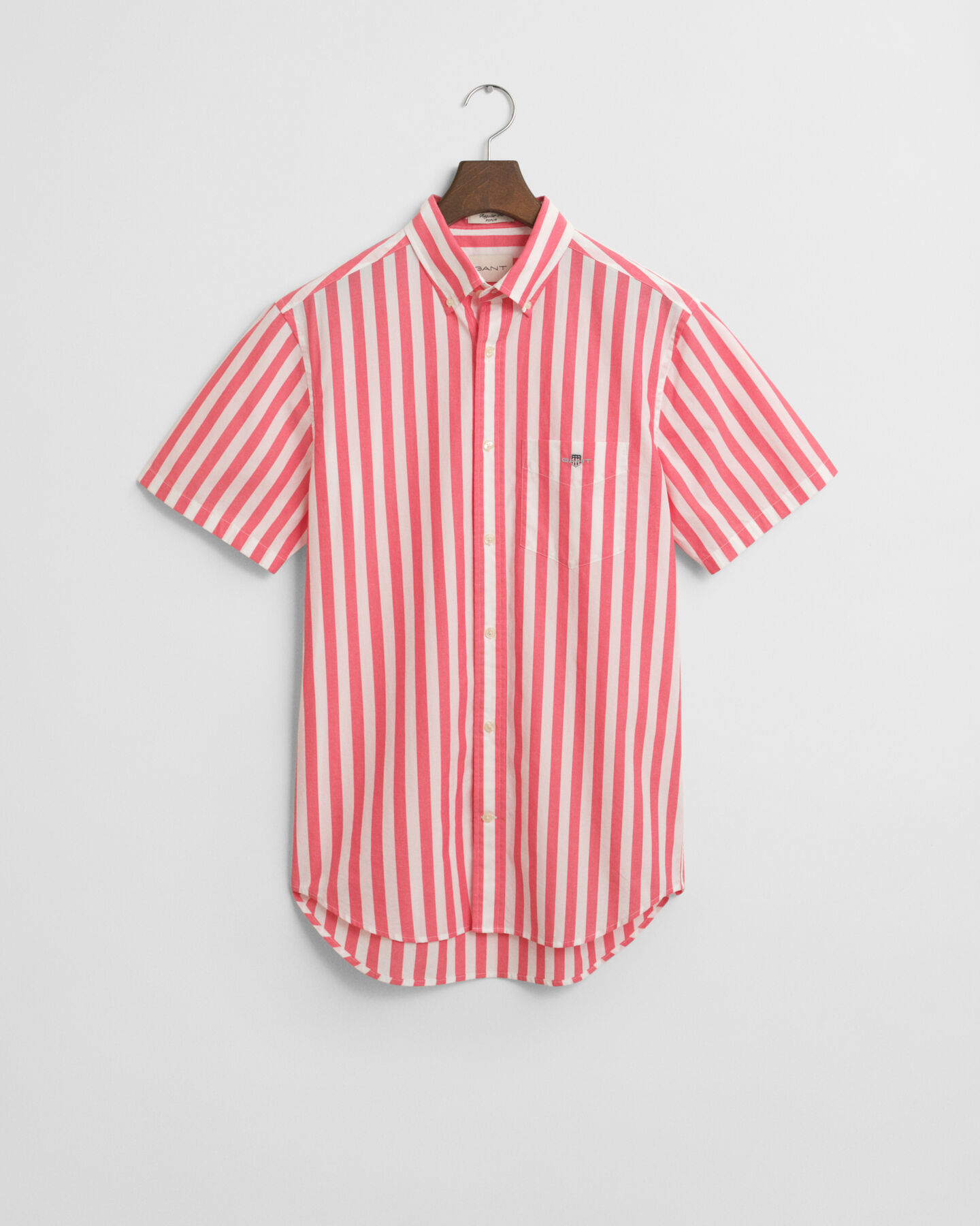 Camicia classica a maniche corte a righe in popeline regular fit