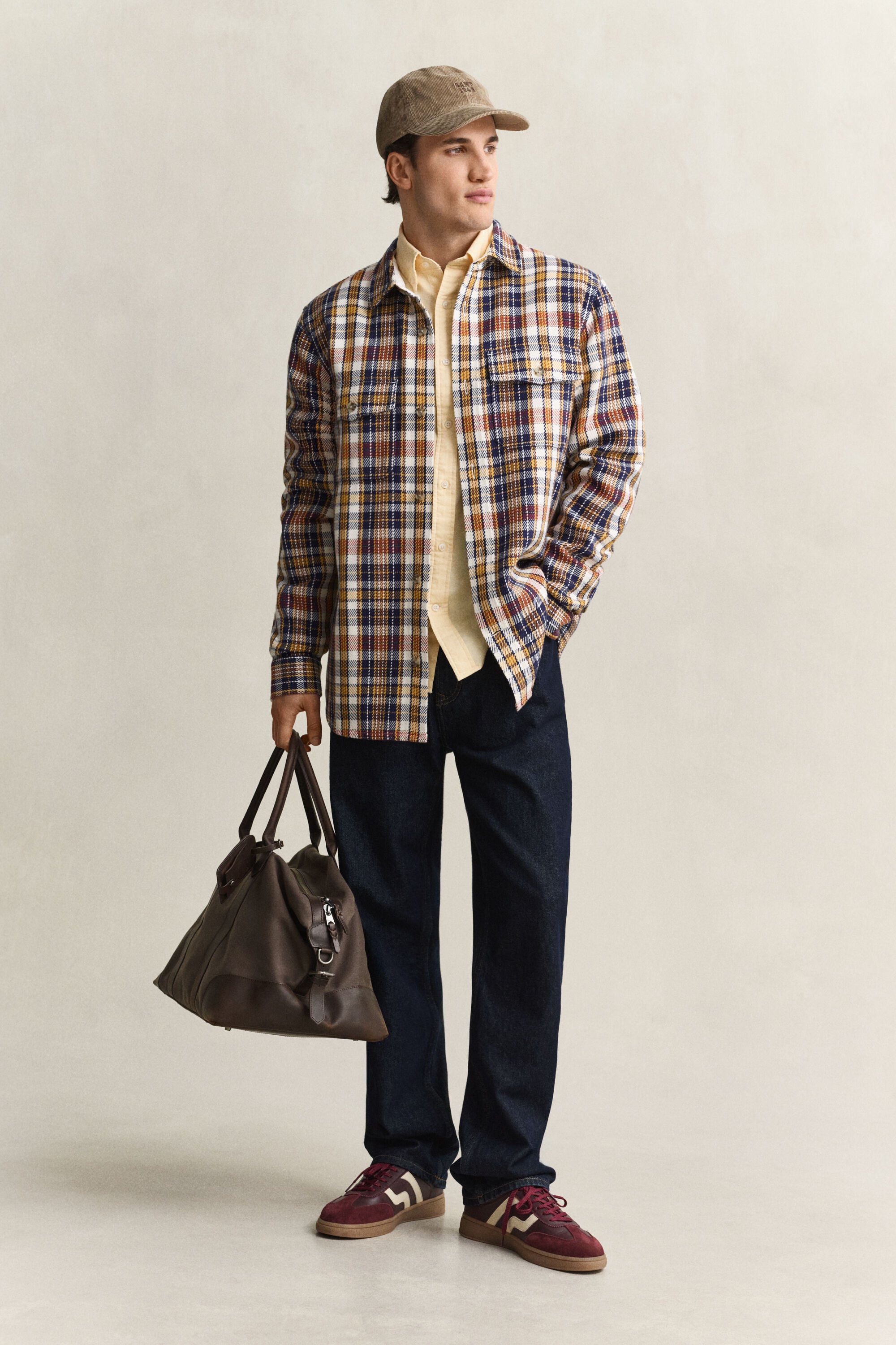 Camicia giacca a quadri in twill