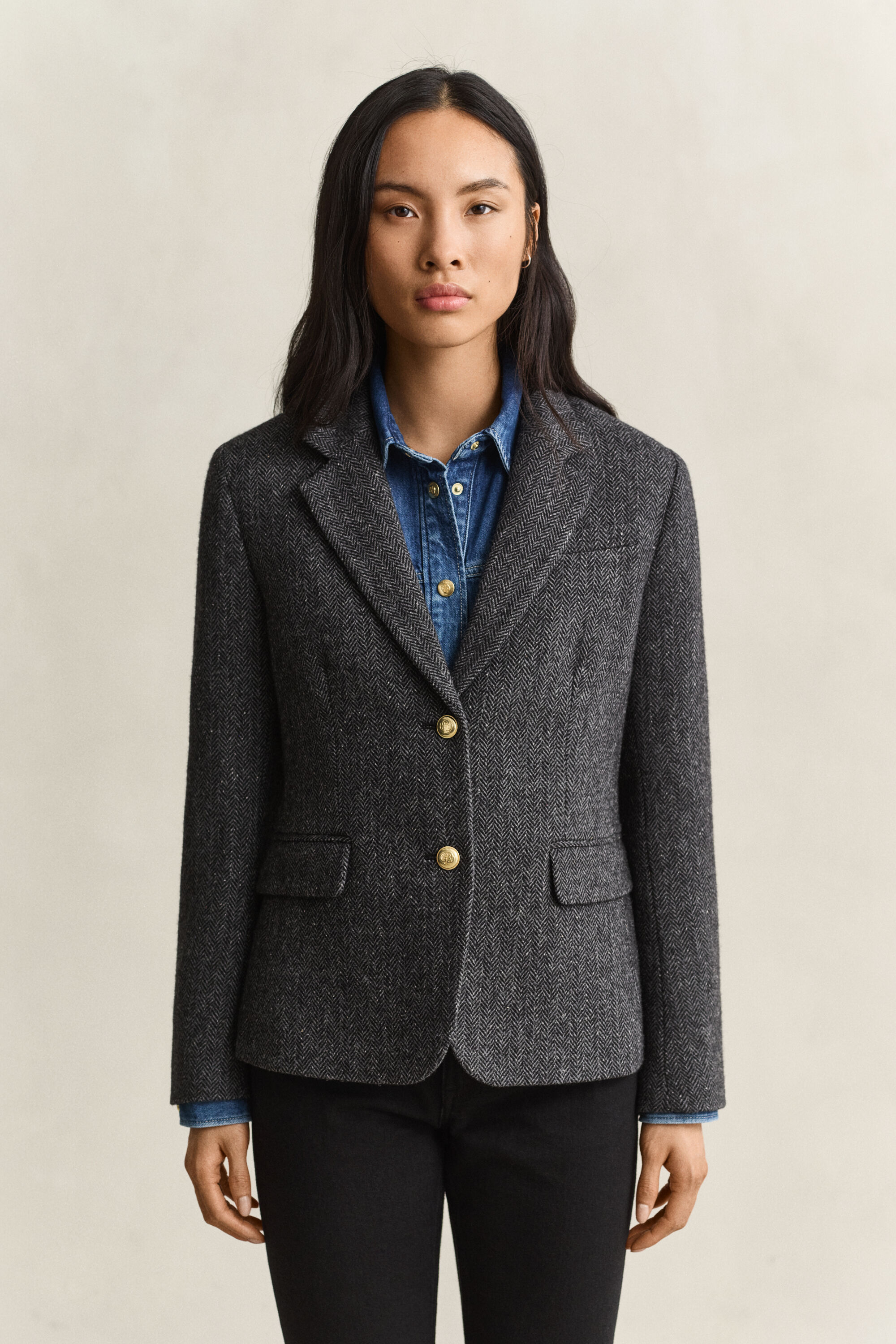 Blazer con motivo a spina di pesce