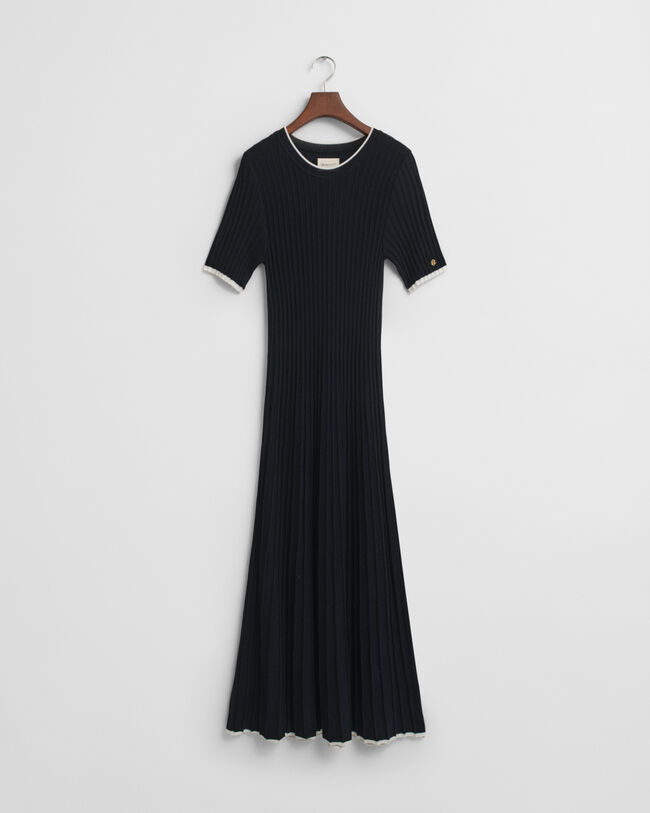 Abito in maglia a coste a contrasto