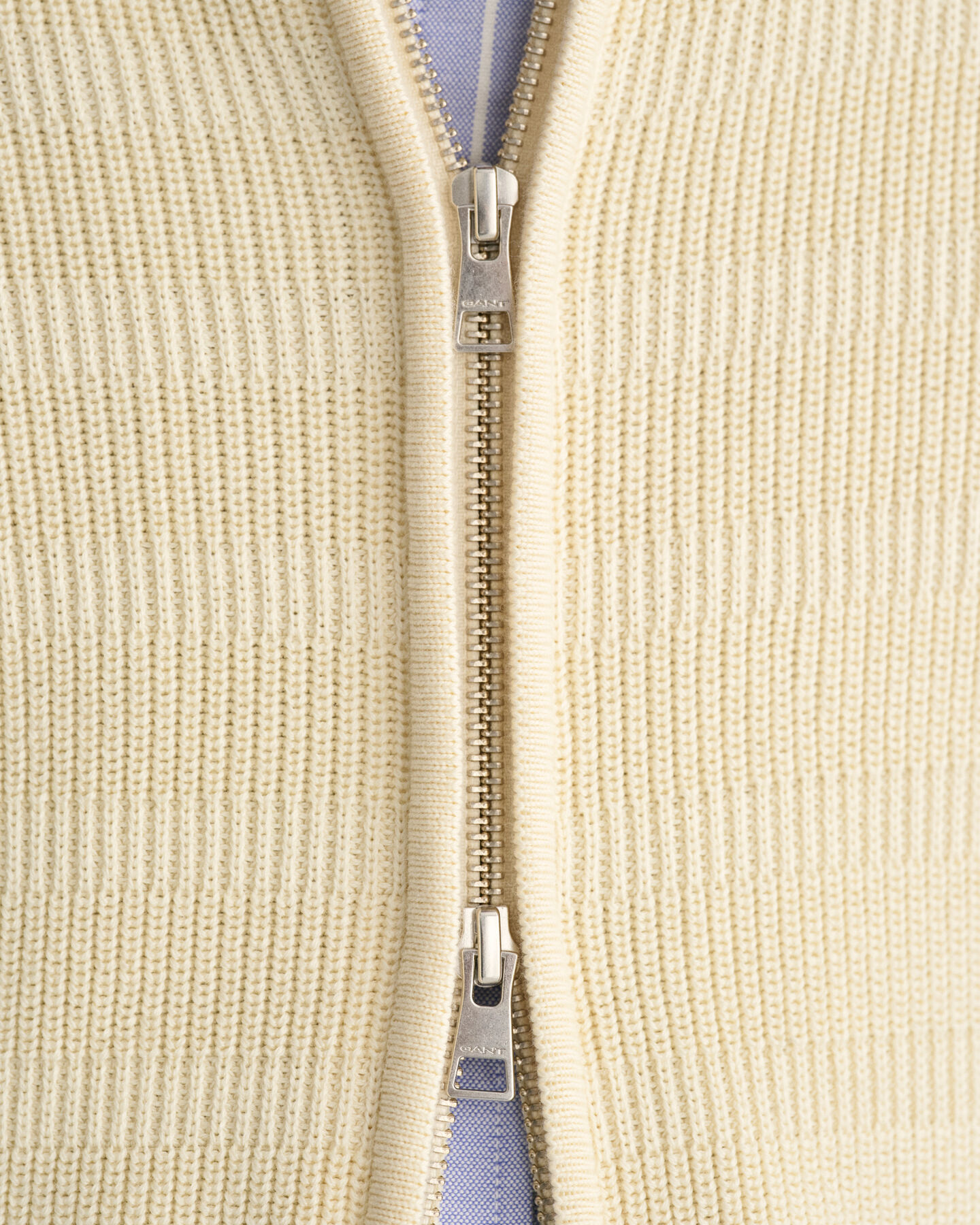 Cardigan con zip in cotone testurizzato a righe