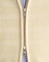 Cardigan con zip in cotone testurizzato a righe