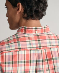 Camicia in misto lino-cotone a quadri regular fit