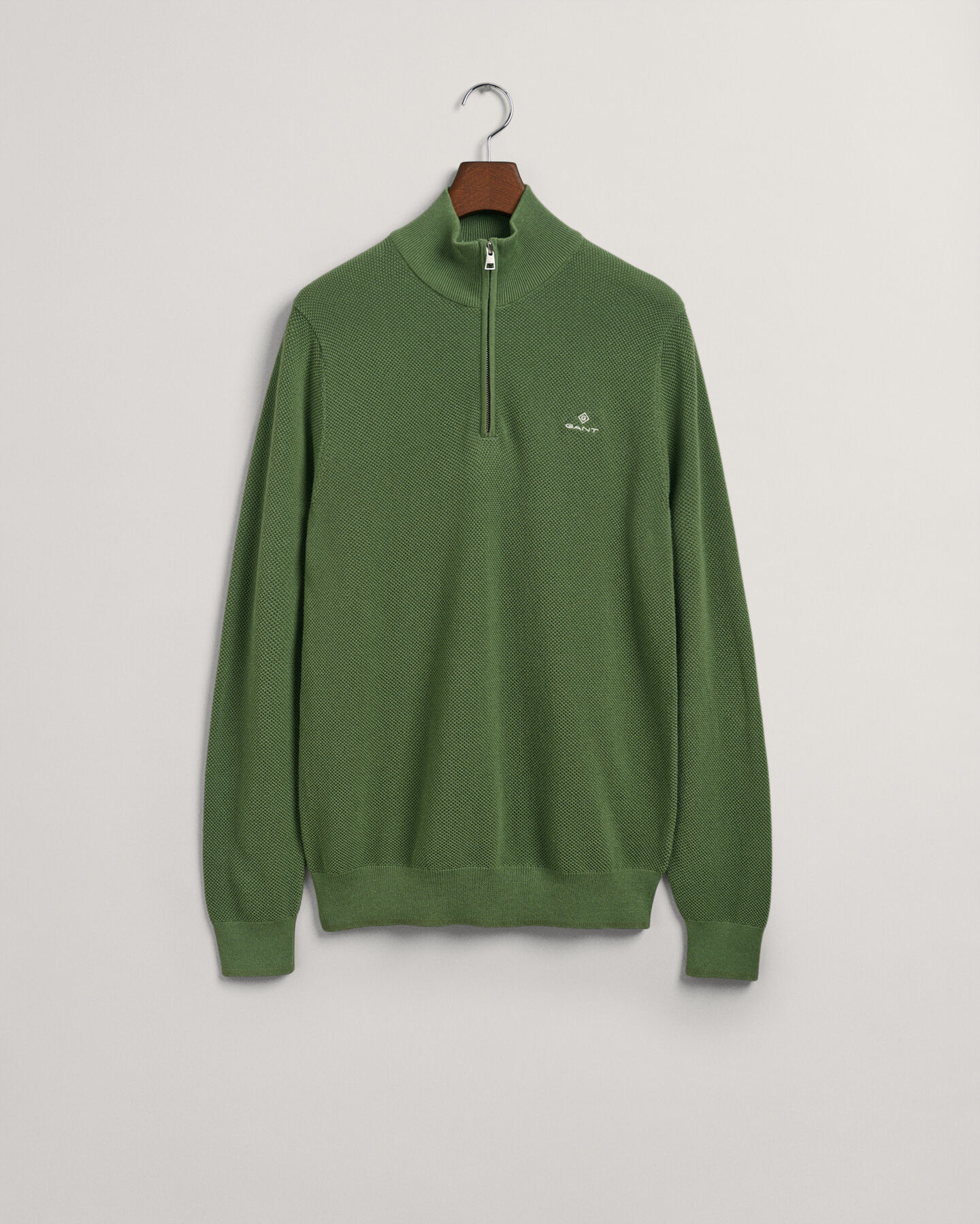 Maglia in piqu&eacute; di cotone con zip corta