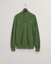 Maglia in piqu&eacute; di cotone con zip corta