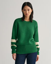 Maglia girocollo a righe a maniche corte