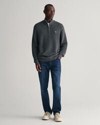 Maglia in cotone testurizzato con zip corta