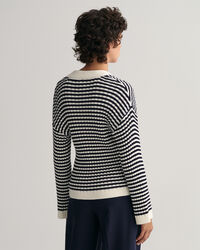 Cardigan con scollo a V in cotone a righe