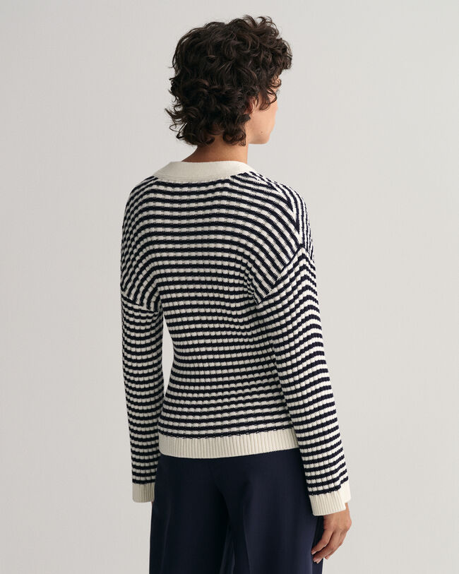 Cardigan con scollo a V in cotone a righe