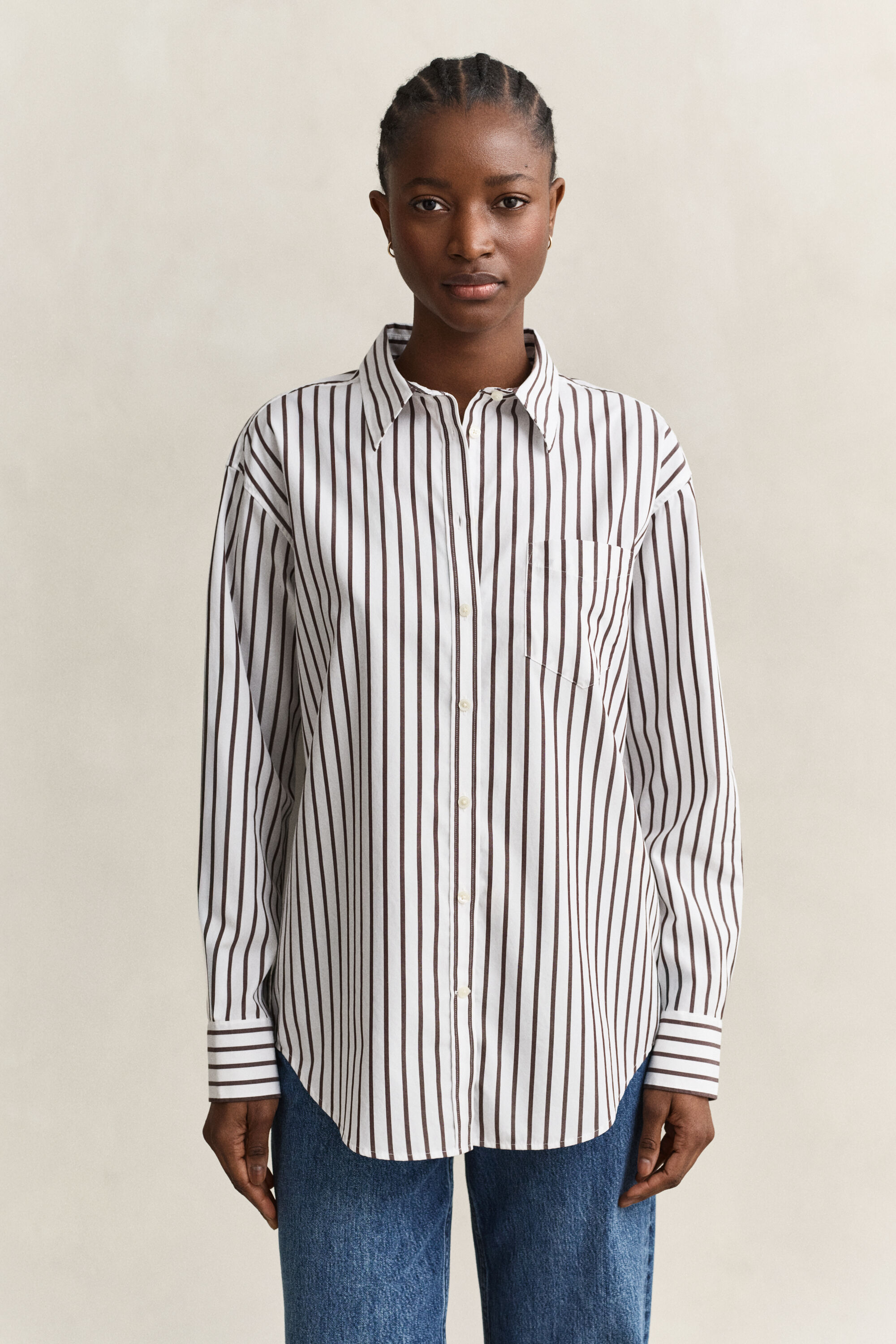 Camicia classica in popeline a righe relaxed fit