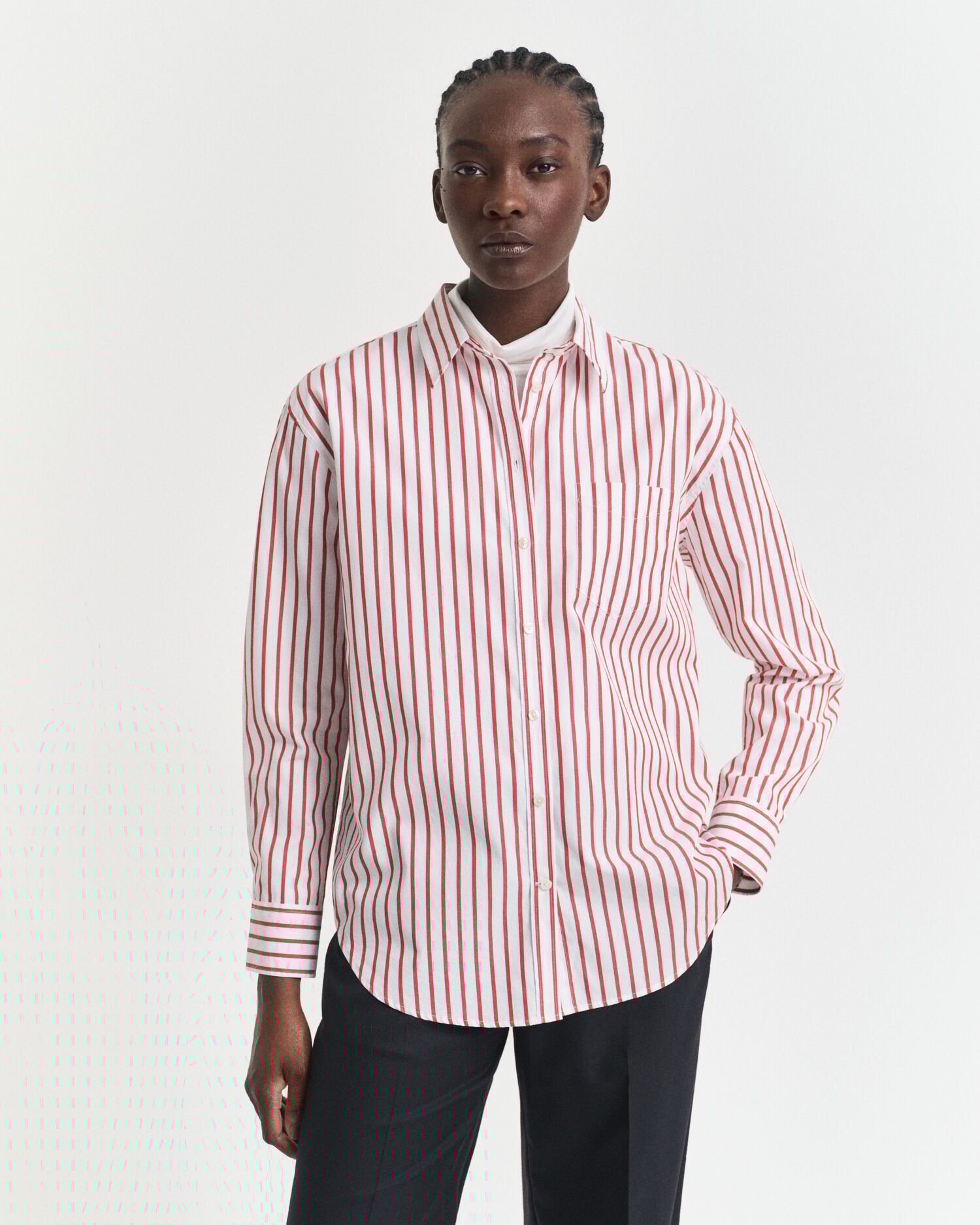 Camicia classica in popeline a righe relaxed fit