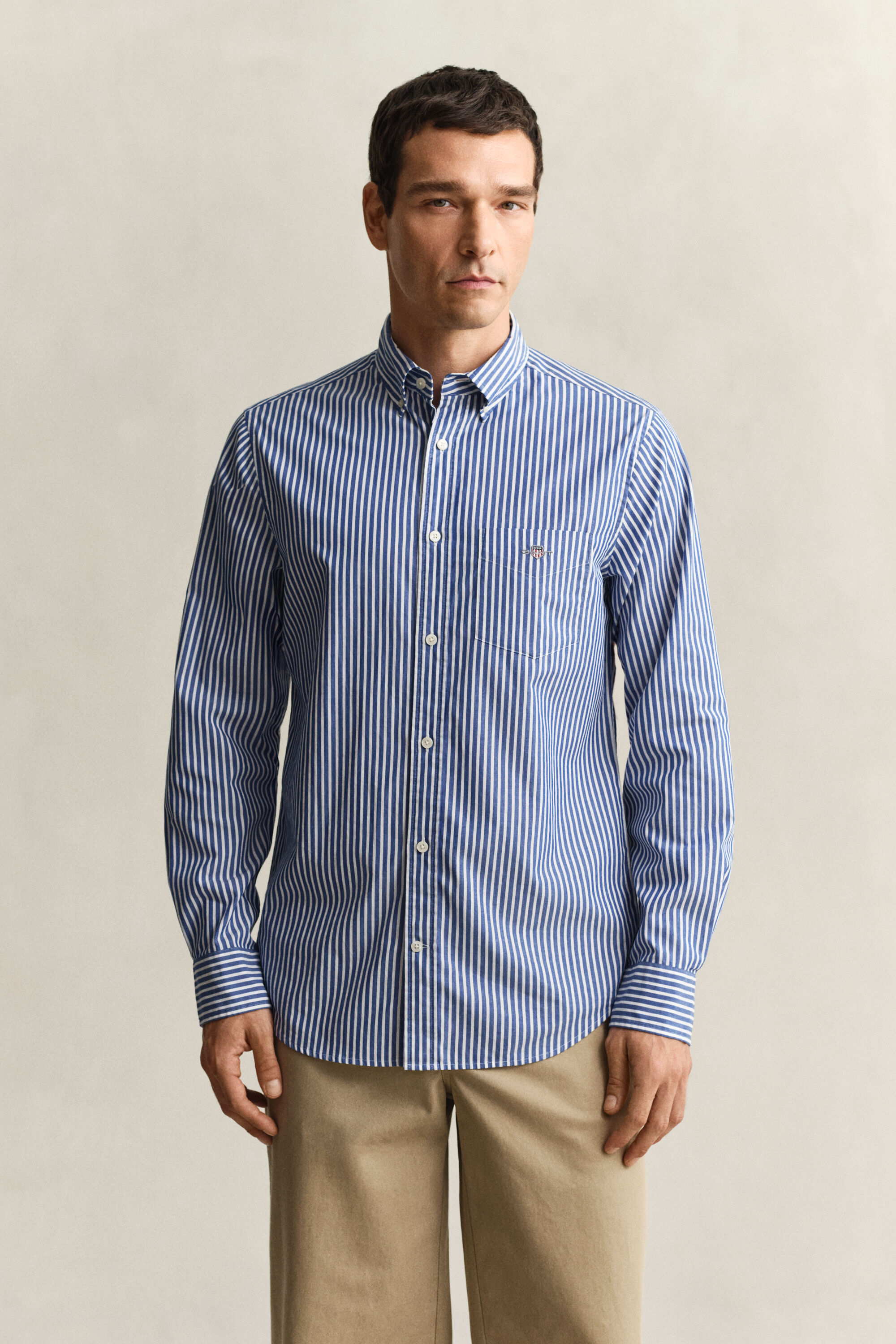Camicia classica in popeline a righe