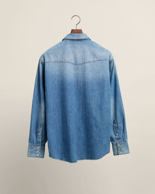 Camicia Western in denim Wrangler x GANT con vestibilità rilassata