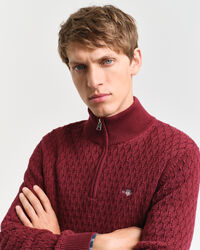 Maglia in cotone testurizzato con zip corta