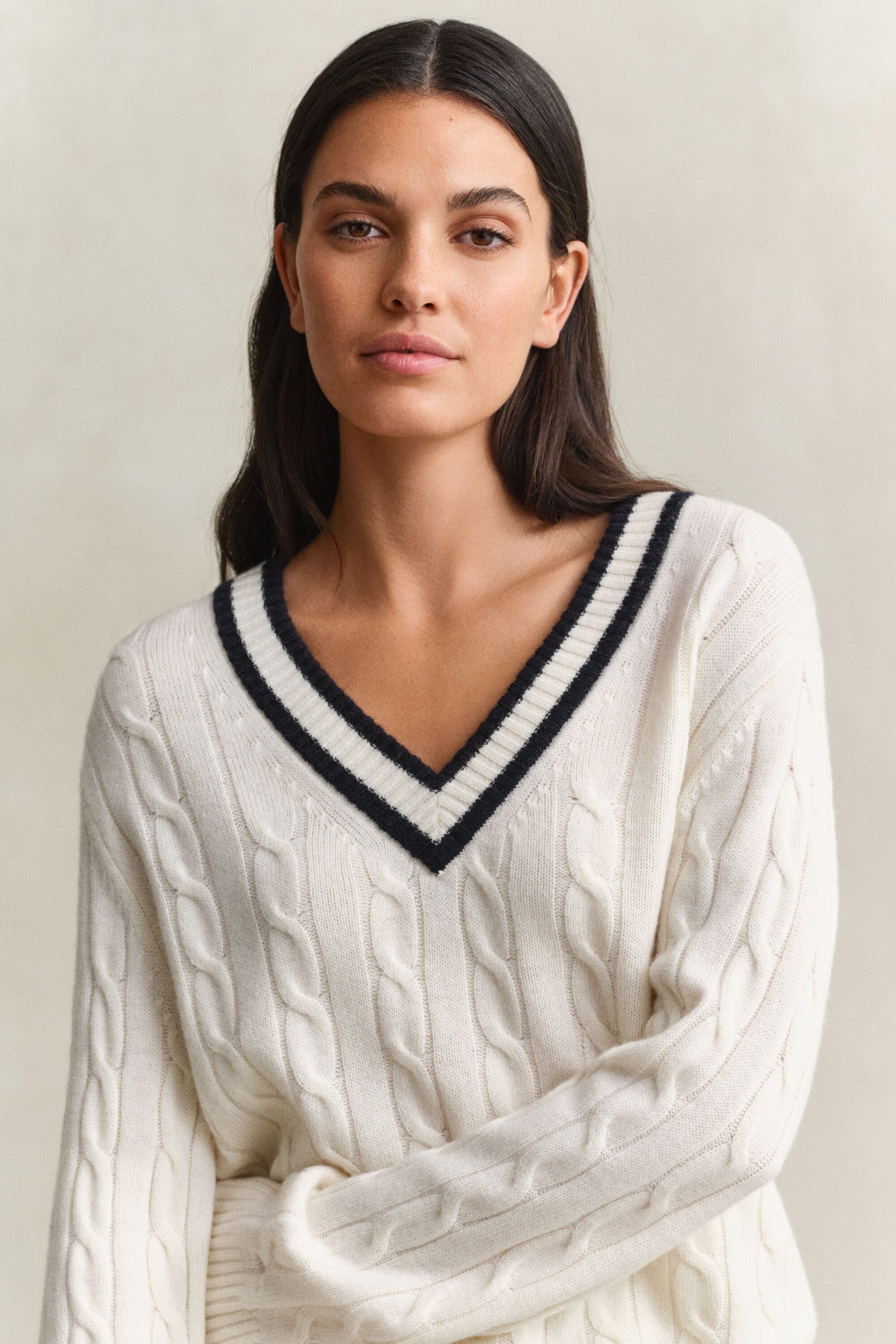 Maglia a trecce in lana merino