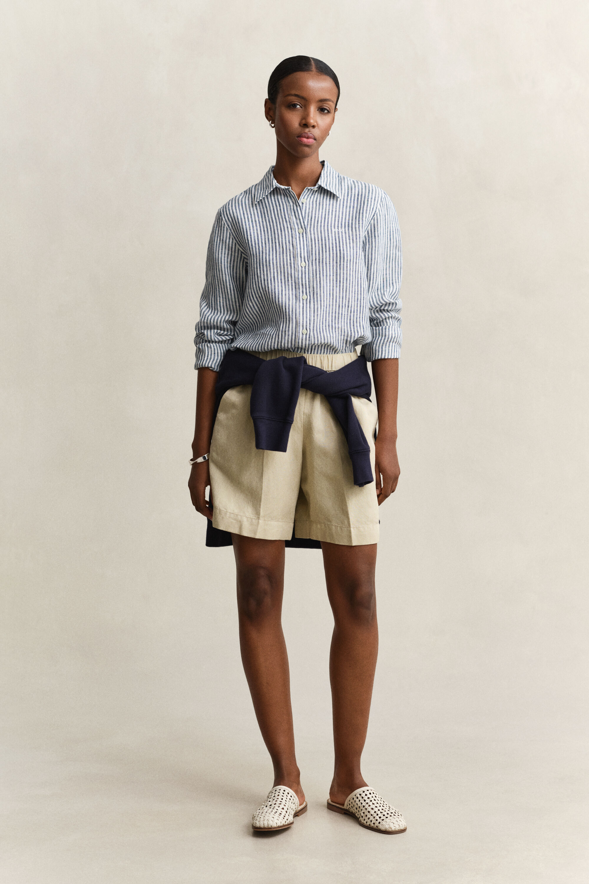 Camicia di lino a righe regular fit