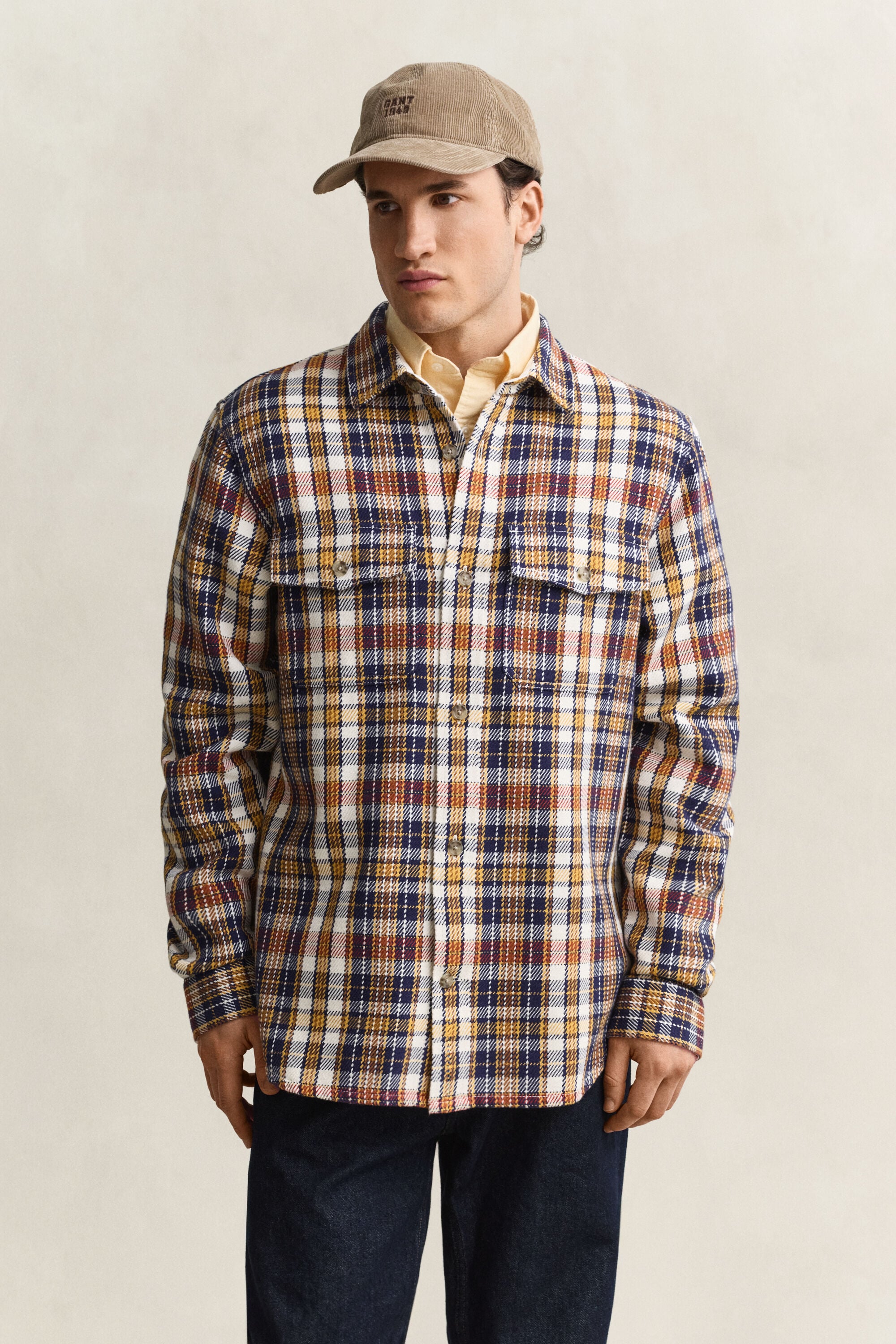 Camicia giacca a quadri in twill