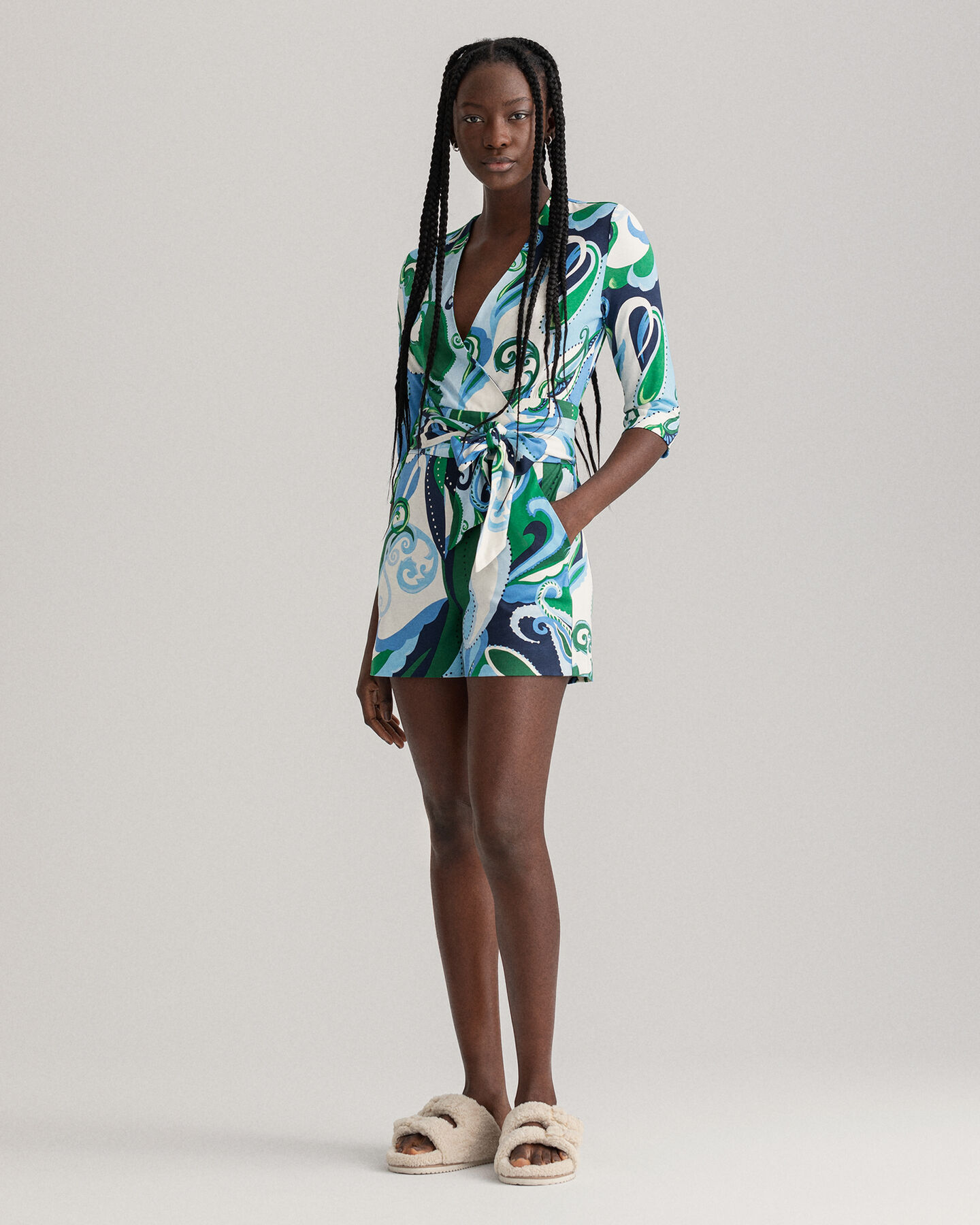 Tuta playsuit corta con motivo cachemire