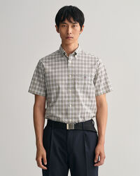 Camicia a maniche corte in popeline a quadretti regular fit