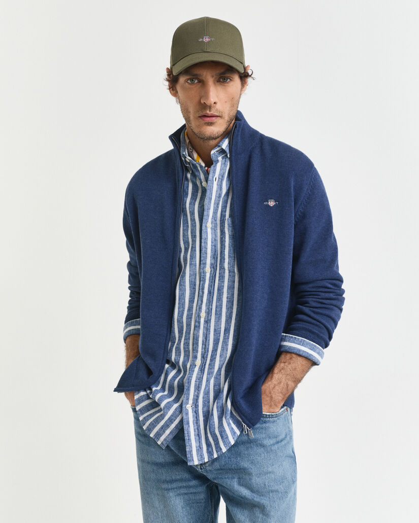 Cardigan in cotone casual con zip