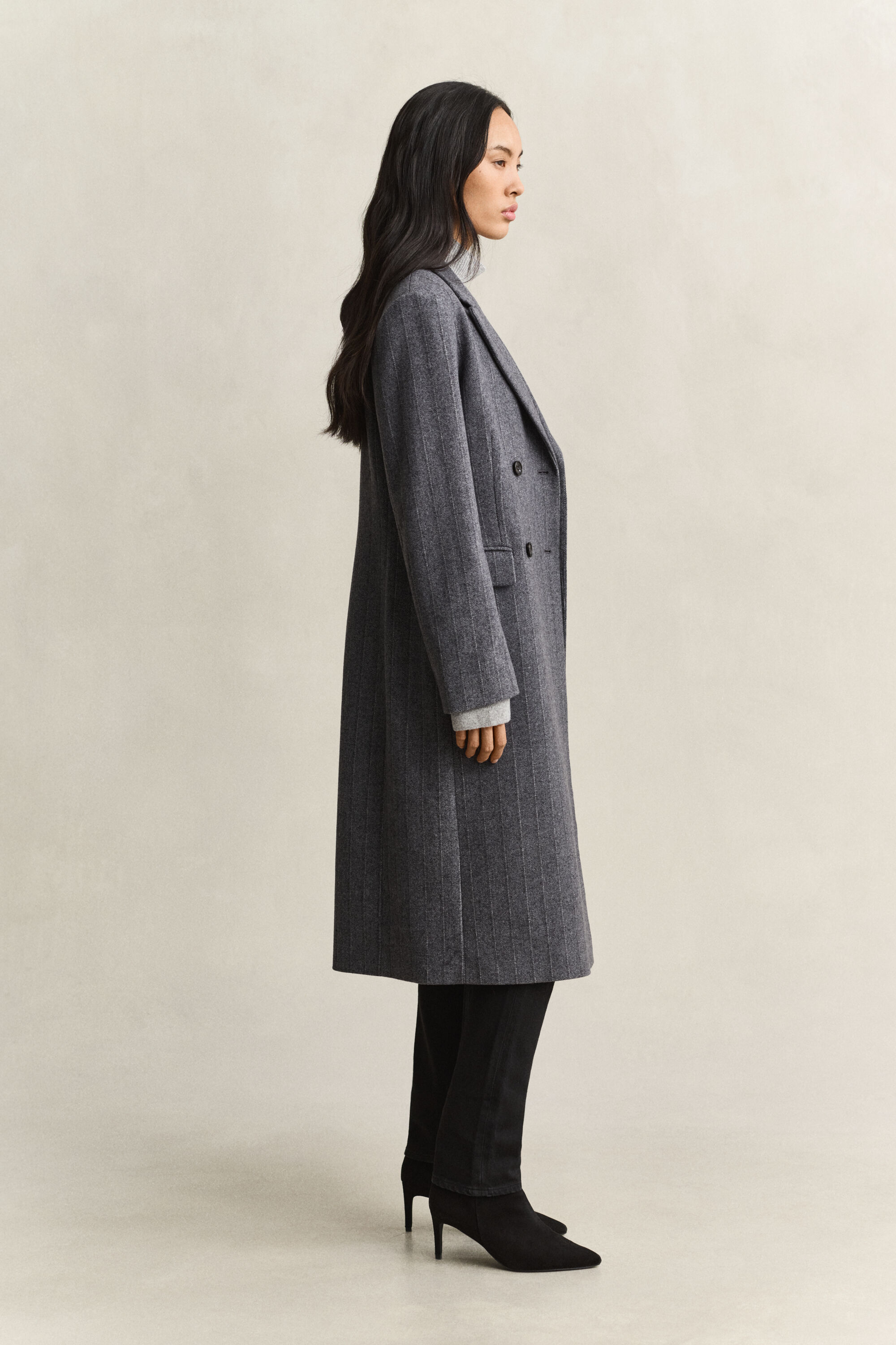 Cappotto misto lana a righe