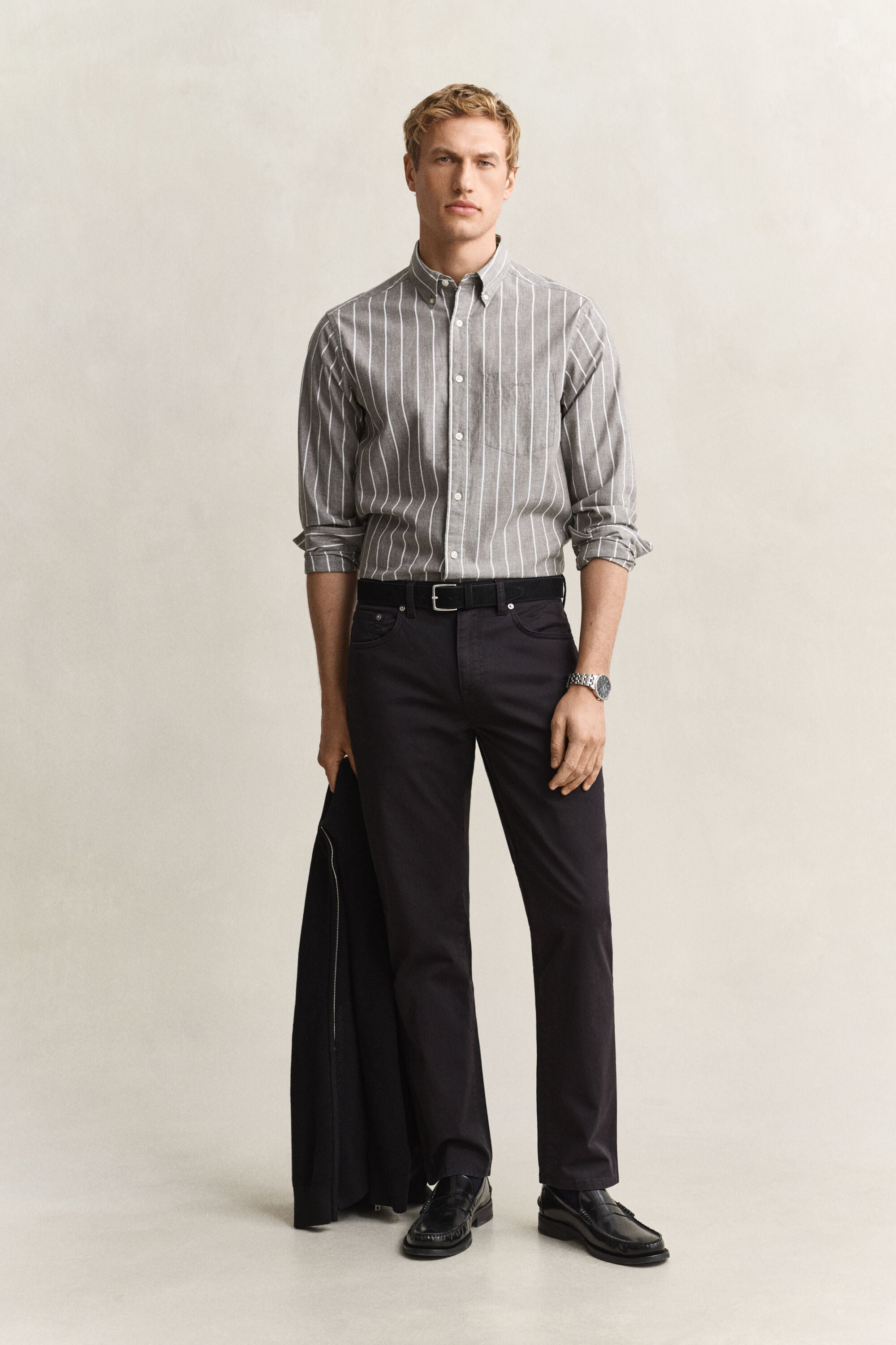 Camicia in popeline mélange a righe