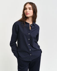 Camicia in voile di cotone con stampa a pois regular fit