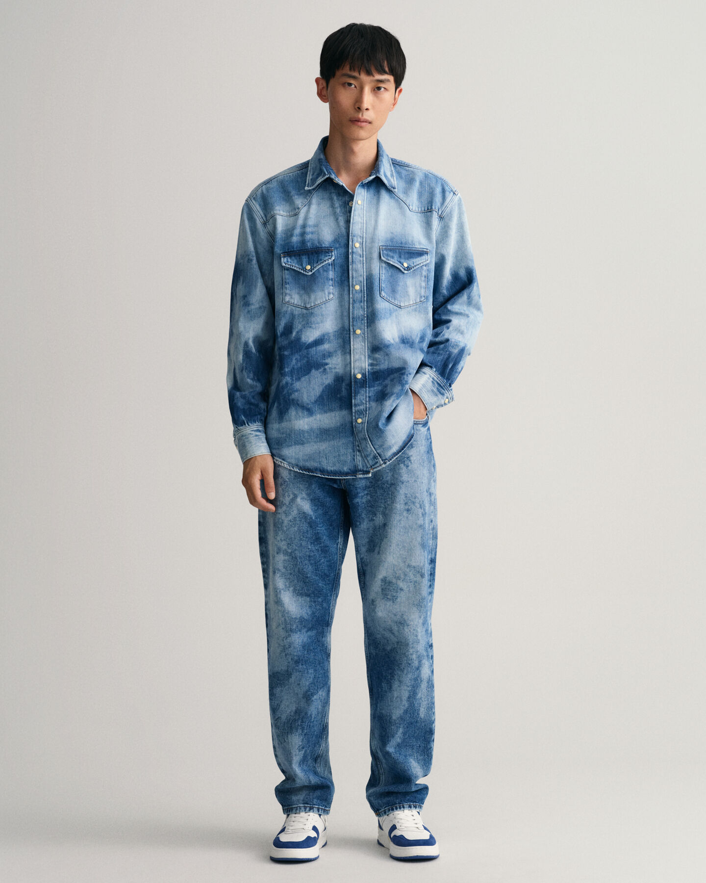 Camicia Western Bleach Wash relaxed fit