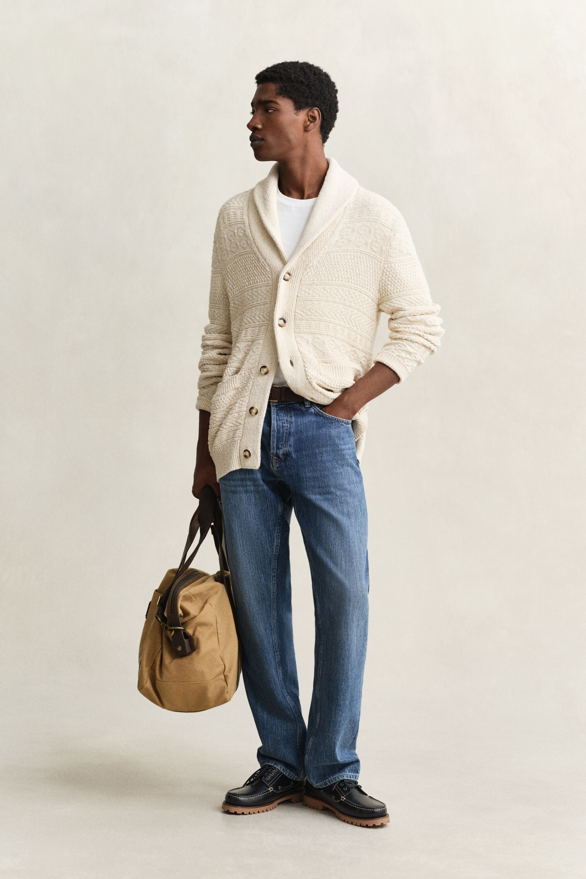 Cardigan in misto cotone testurizzato