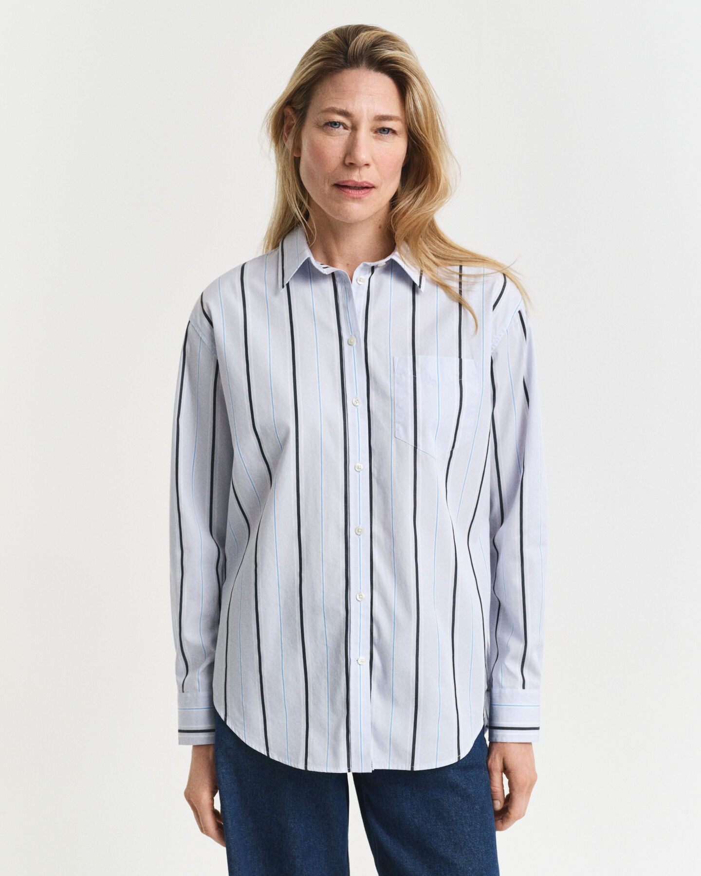 Camicia classica in popeline a righe relaxed fit