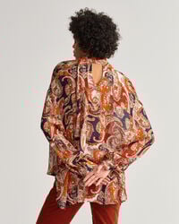 Camicetta con fiocco e motivo cachemire