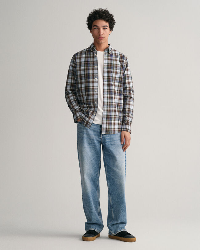 Camicia a quadri medi in popeline regular fit