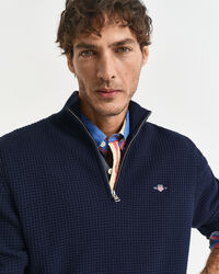 Maglia in cotone testurizzato con zip corta