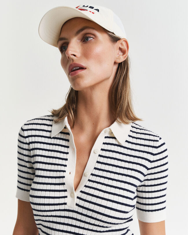 Rugger maniche corte a righe in maglia a coste