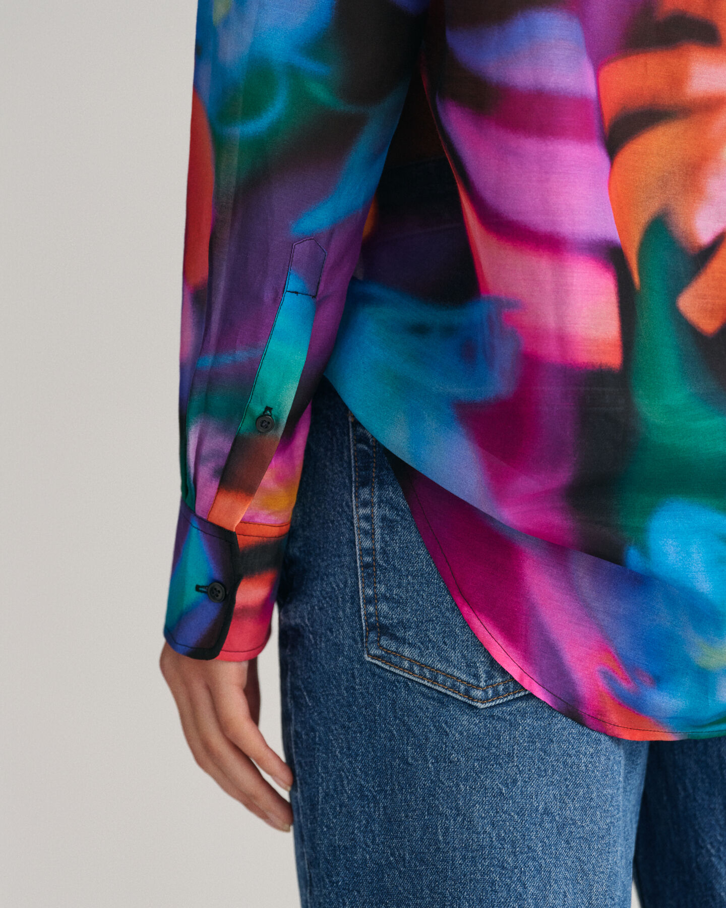 Camicia in misto cotone-seta con stampa floreale relaxed fit