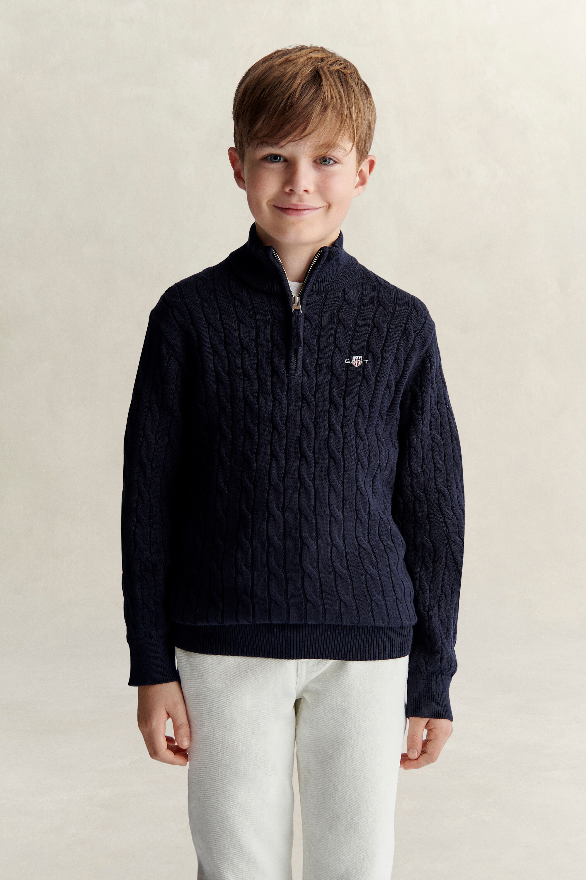 Maglia con zip corta a trecce Shield Teen Boys