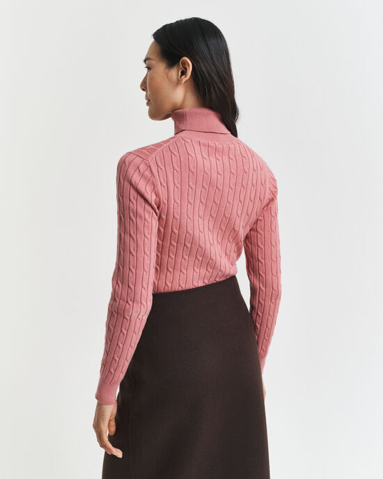 Maglia a collo alto in cotone elasticizzato a trecce