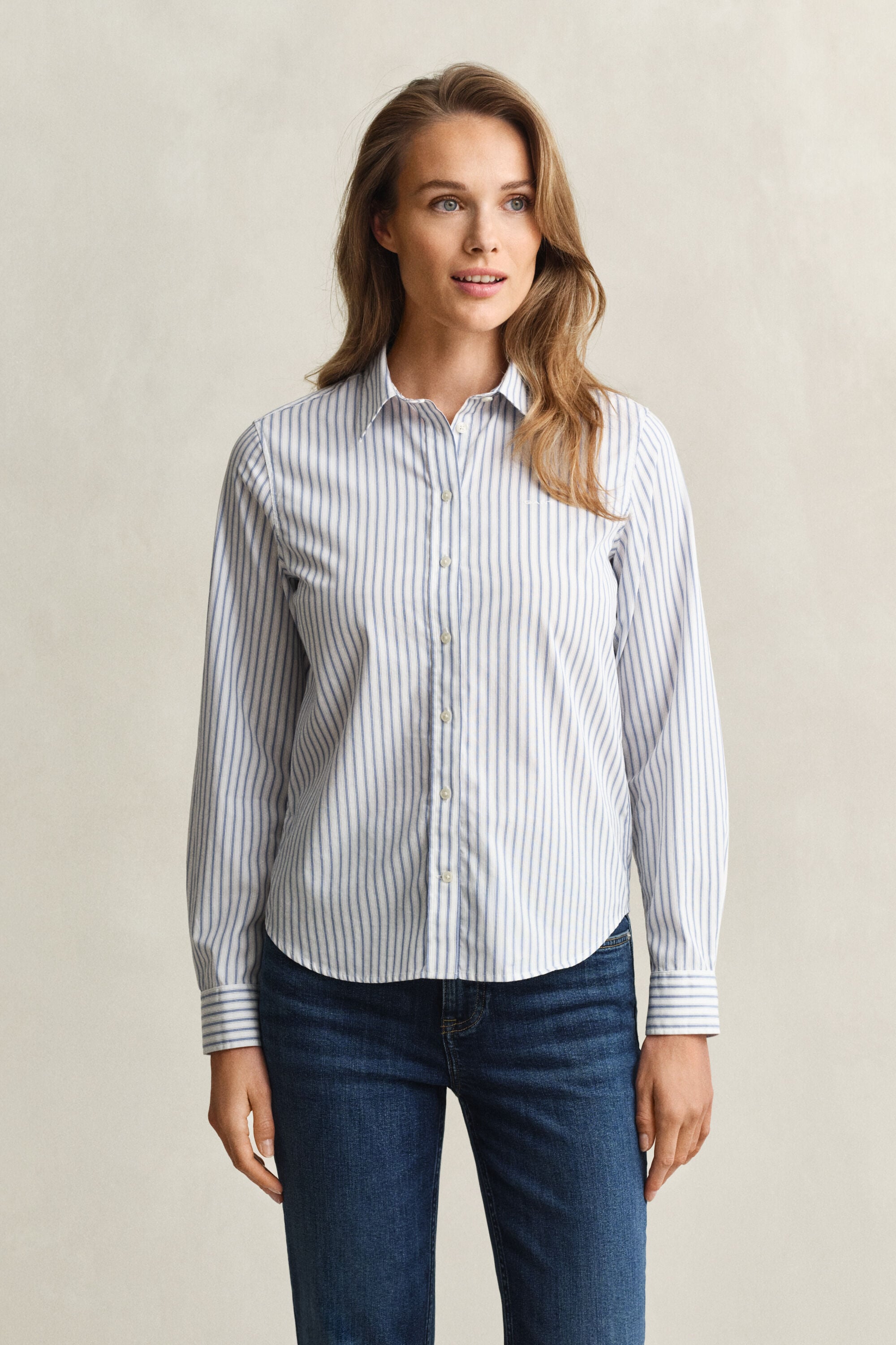 Camicia in popeline a righe regular fit