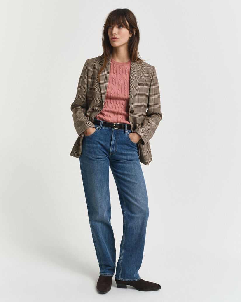 Maglia a trecce in cotone elasticizzato