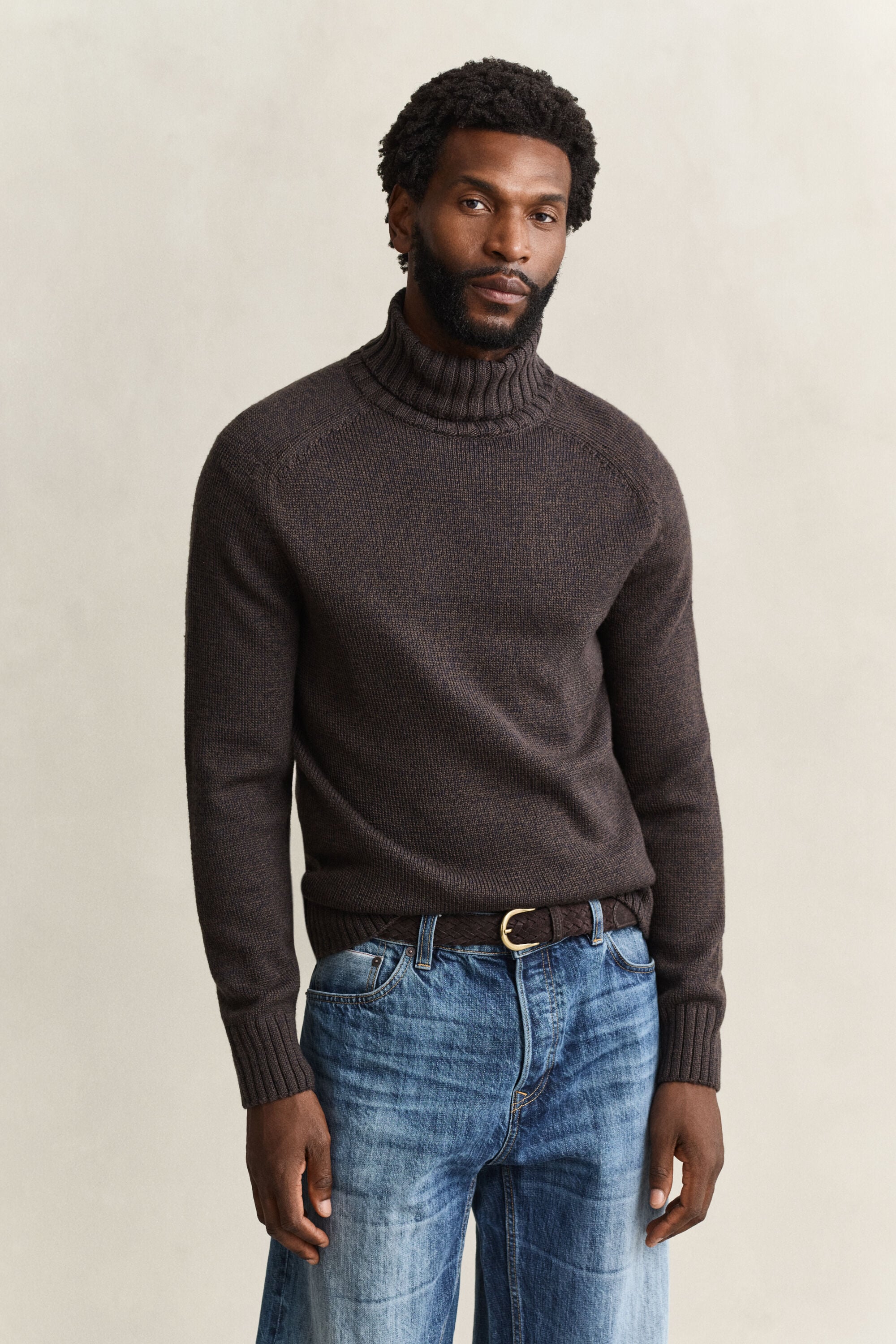 Maglia a collo alto in misto lana mouliné
