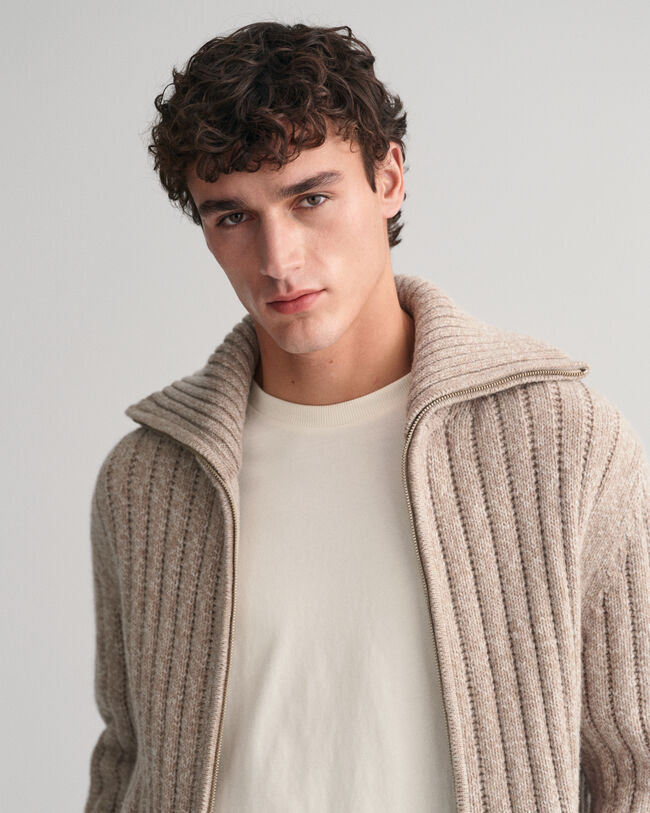 Cardigan con zip in lana