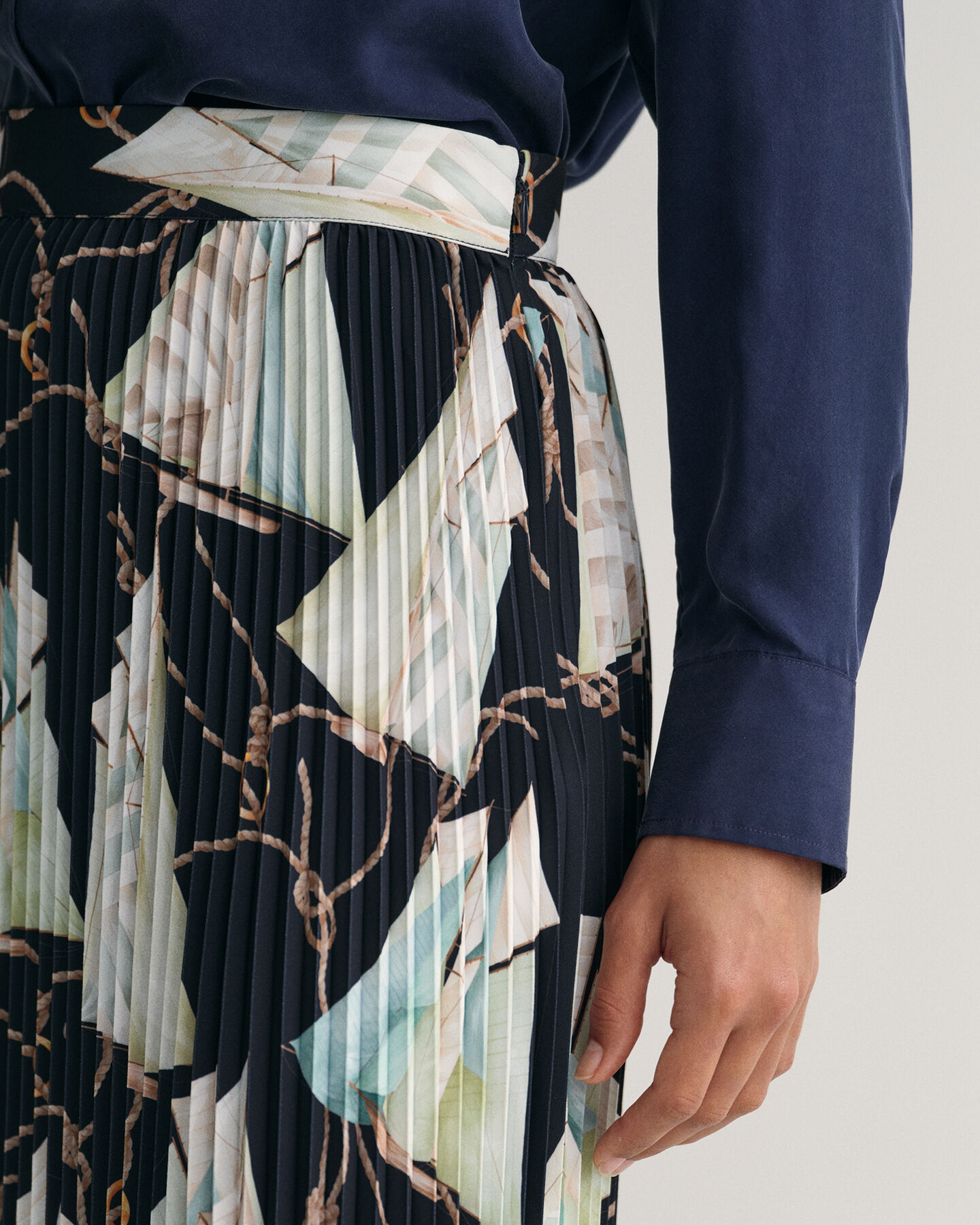 Gonna plissettata con stampa Sailing