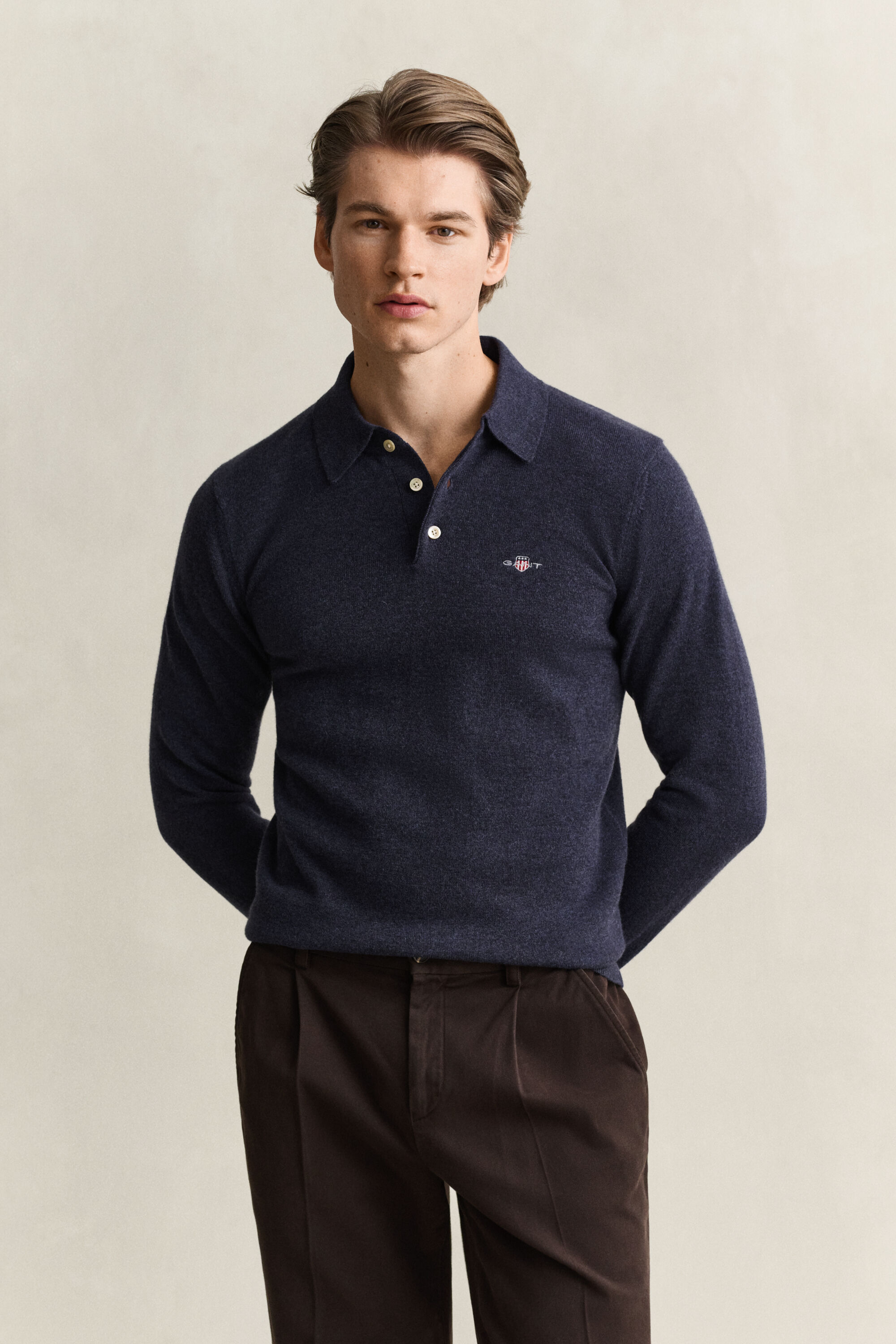 Maglia polo in finissima lana d’agnello