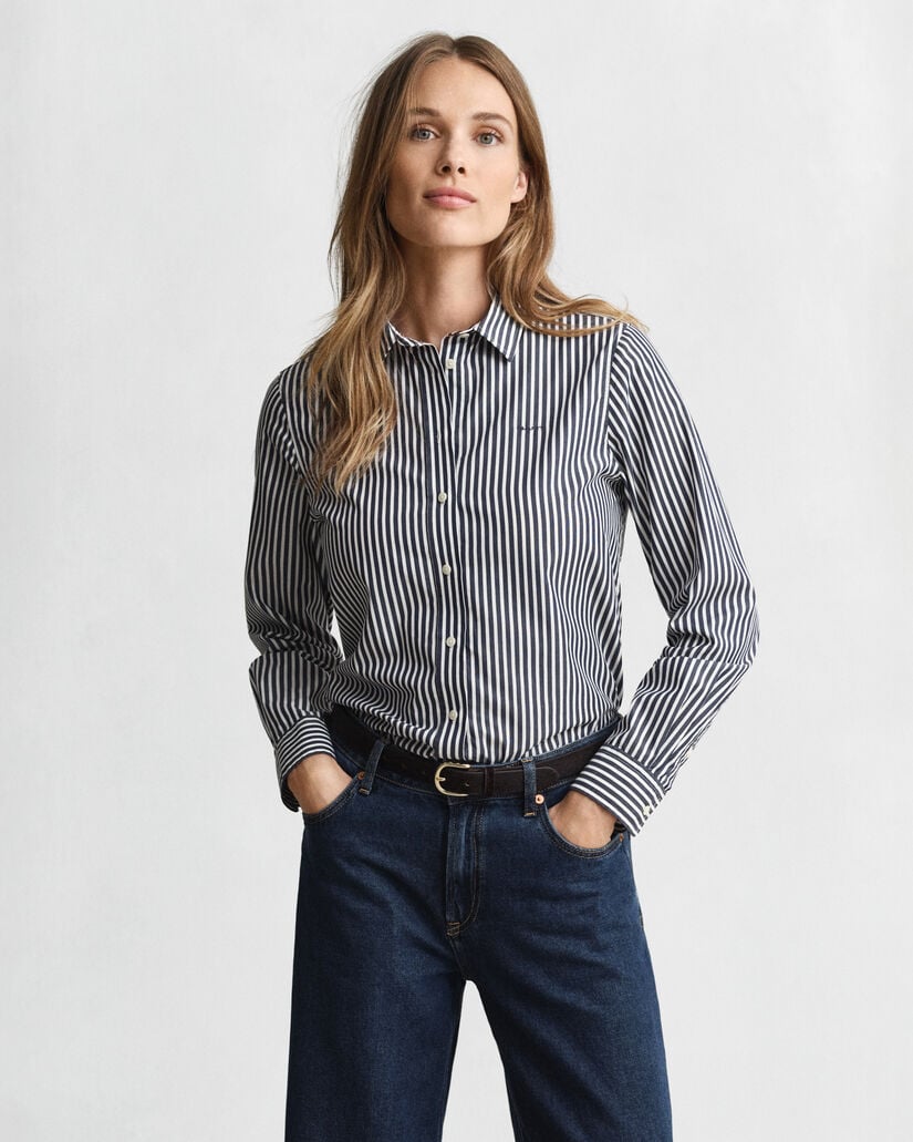 Camicia classica in popeline a righe regular fit