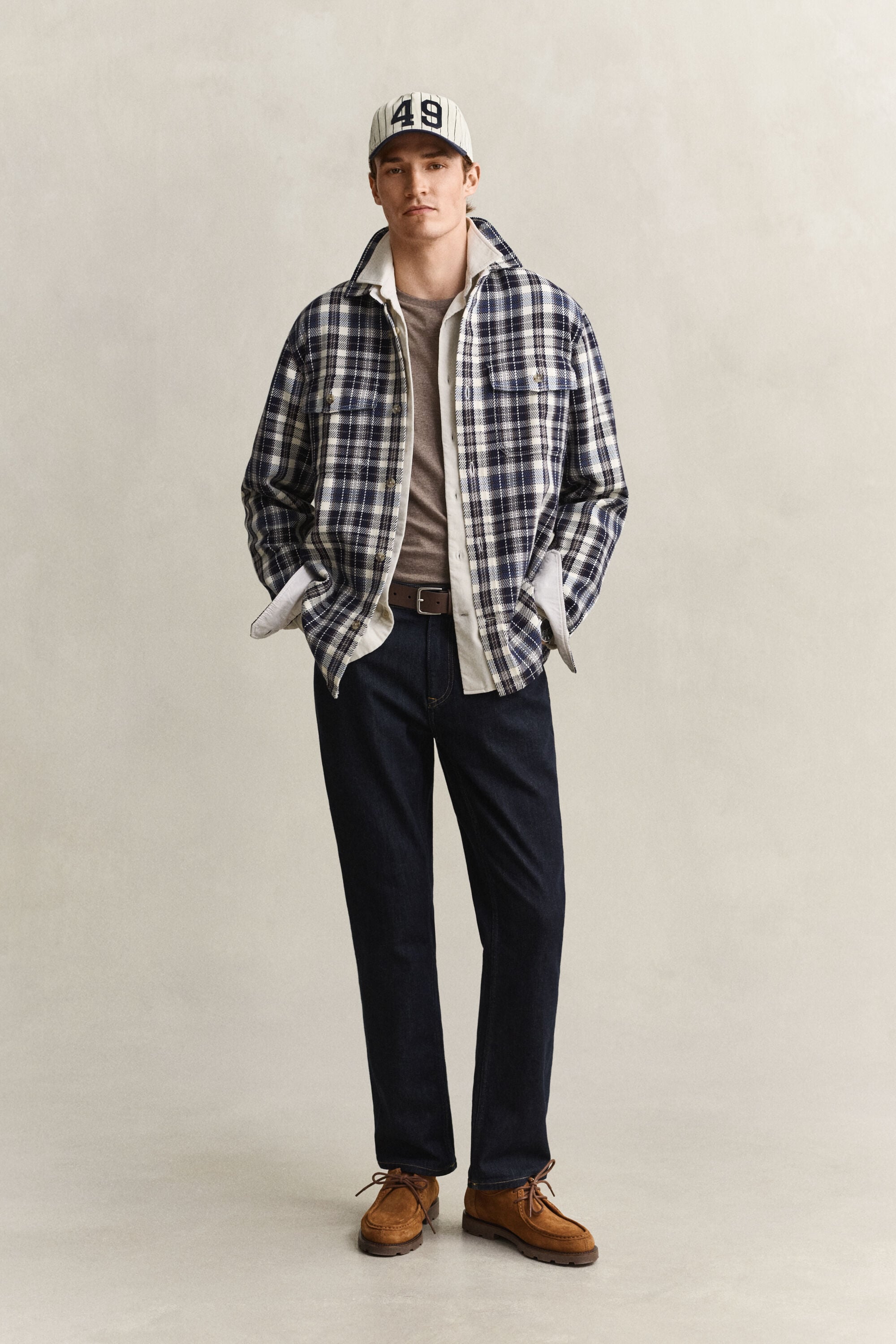 Camicia giacca a quadri in twill