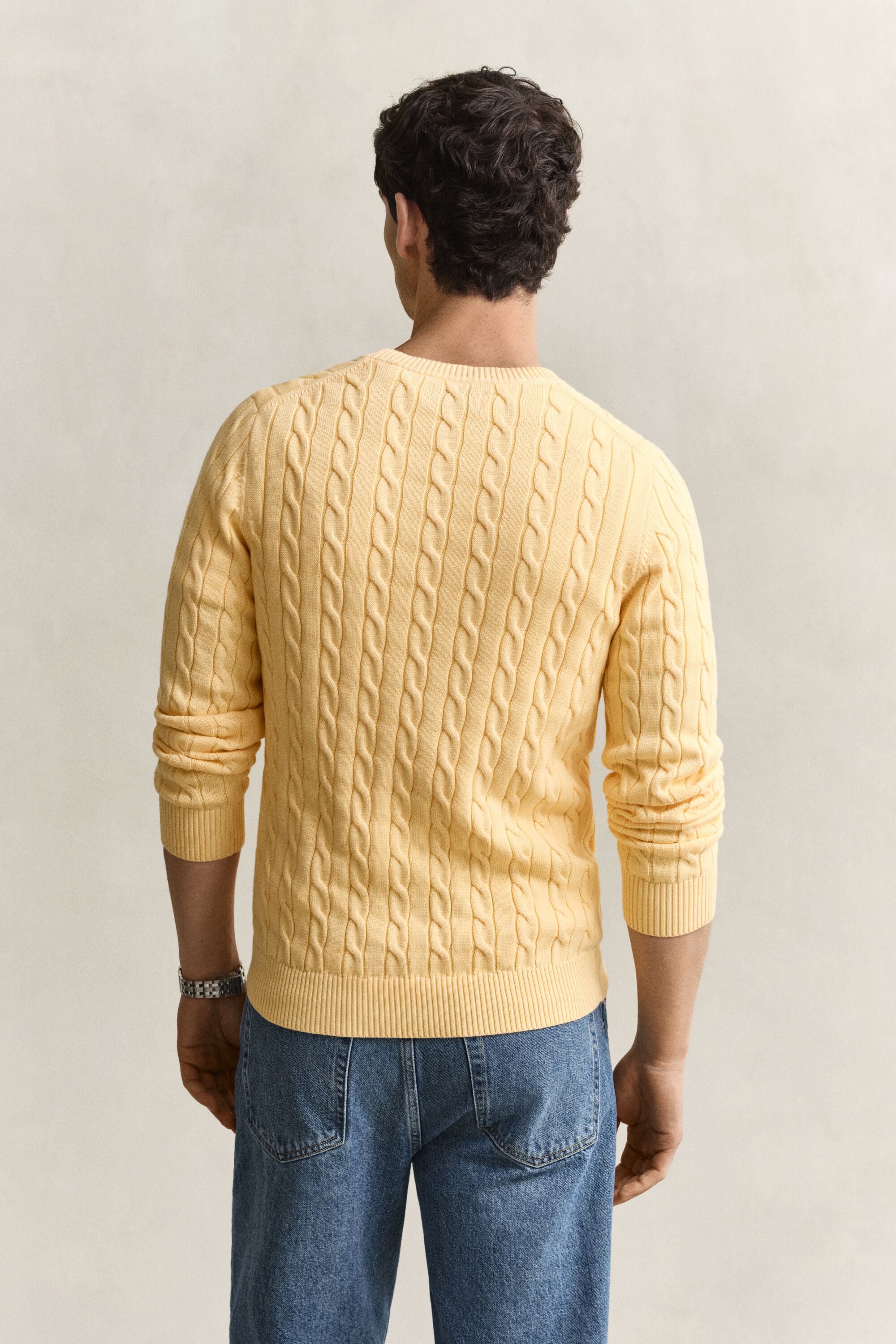Maglia girocollo in cotone a trecce
