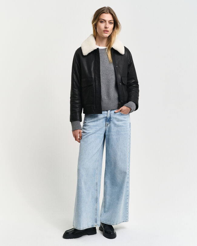 Maglia girocollo in maglia a coste