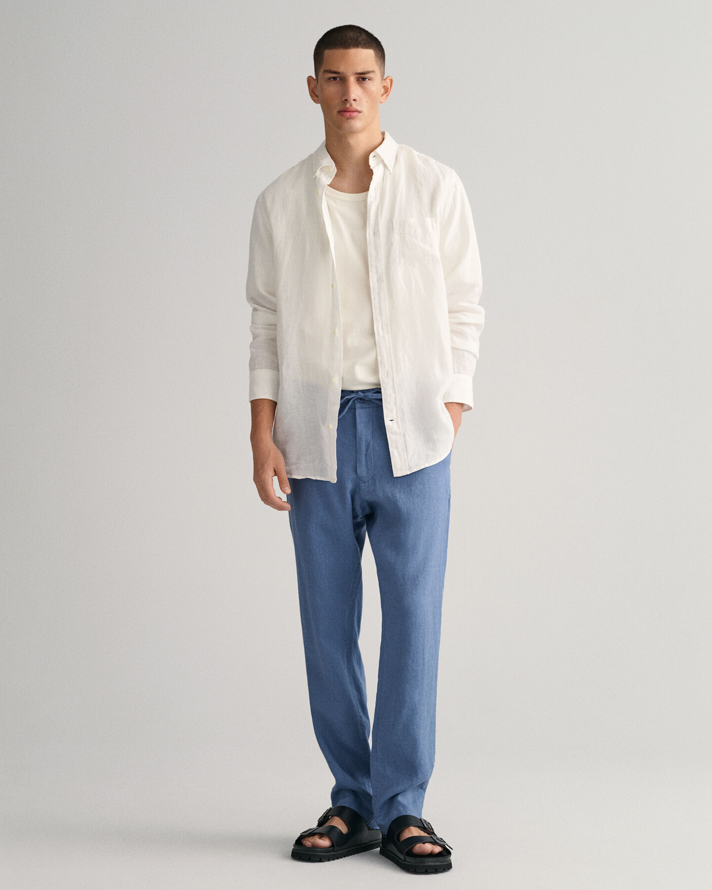 Pantaloni con coulisse in lino relaxed fit