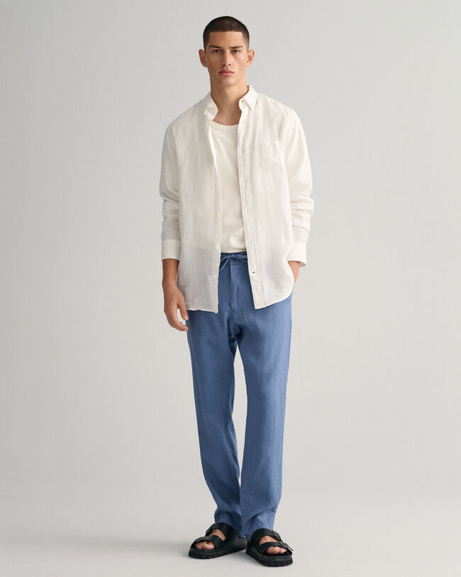 Pantaloni con coulisse in lino relaxed fit